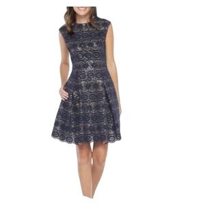 Vince‎ Camuto Elegant Black Scalloped Sequin Lace  Dress, size 10